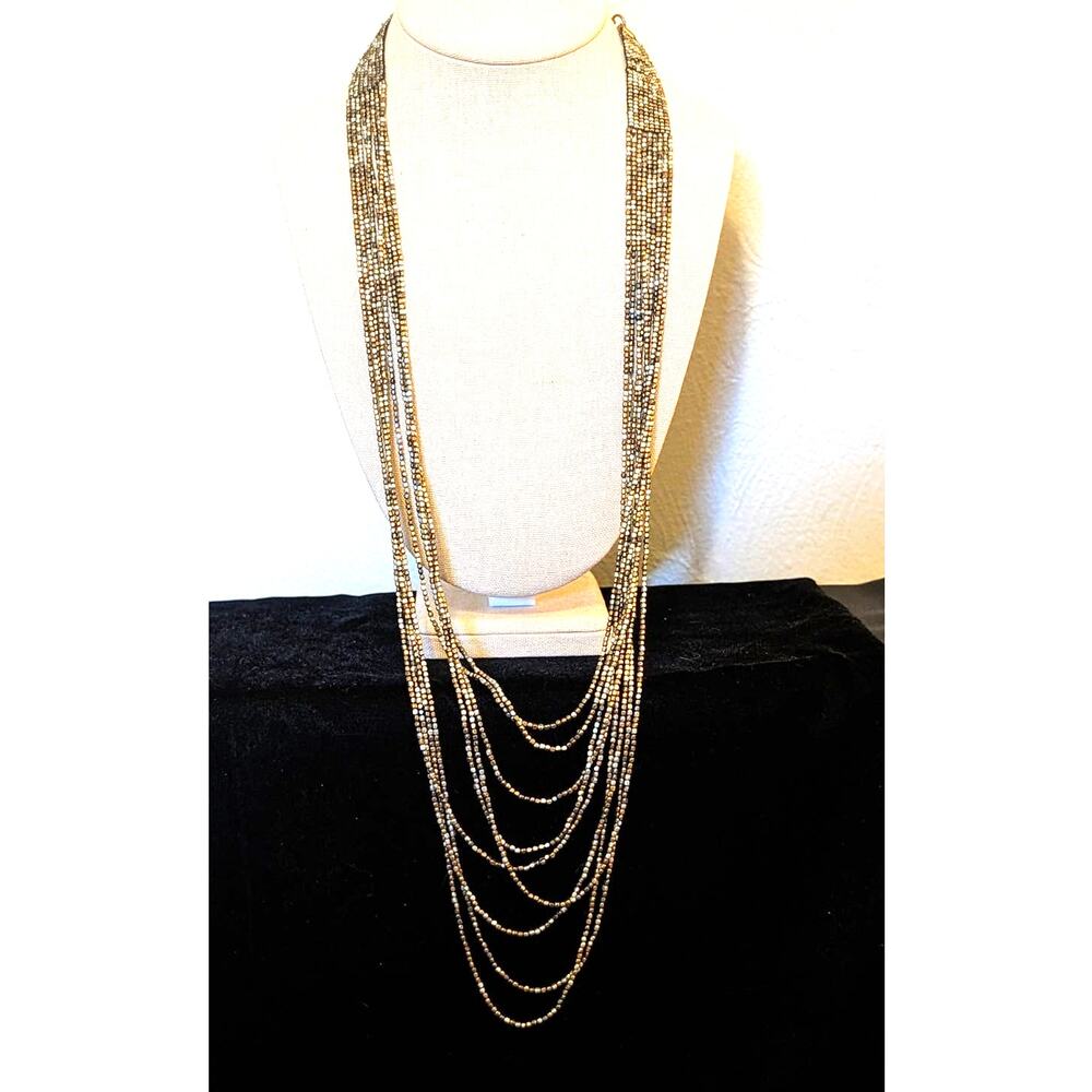 Spring Street Multi-Metallic Color Peyote Stitch Beaded Nine-Strand Necklace